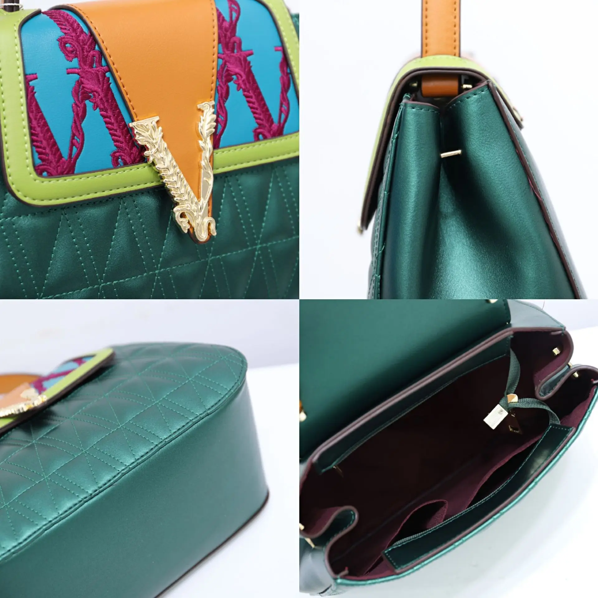 

High Quality No LOGO Bags For Women 2021 Embroidery Portable Messenger Ladies Bags Microfiber Synthetic Leather Handbag