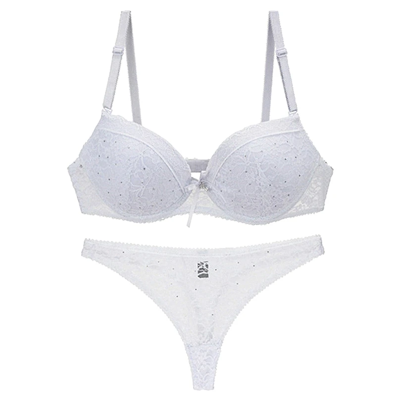 

Muyogrt Sexy Lingerie Lace Padded Bra Diamond Lace Bra Set For Women Ultra-thin Transparent Female Underwear Suit Bra+panties