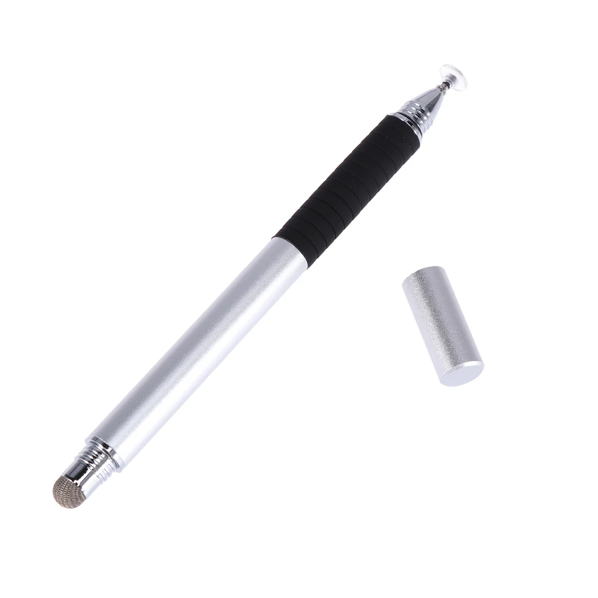 

2 в 1 многофункциональная тонкая круглая тонкая насадка стилус для сенсорного экрана ручка для смартфона планшета (серебристый)