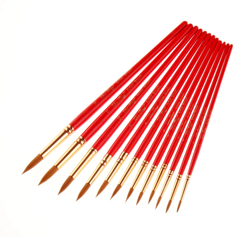 Кисти для рисования акварелью 12 шт./компл. с круглым кончиком нейлоновые волосы