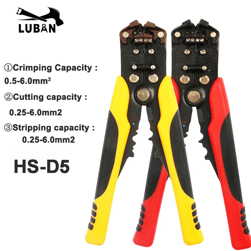 ЛЮБАНЬ HS-D1 AWG24-10(0.2-6.0mm2) дизайн Многофункциональные автоматические плоскогубцы для зачистки Кабеля Для Зачистки проводов Обжимной инструмент Для Резки