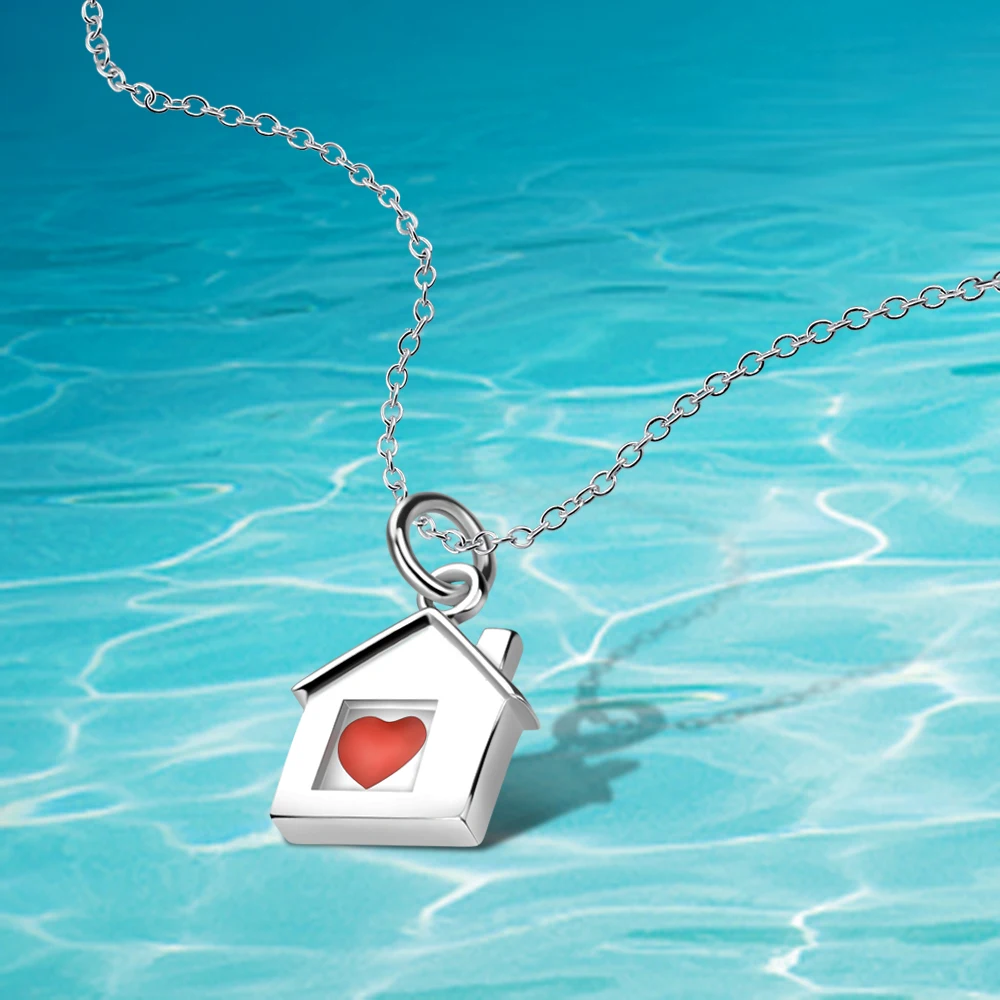 

Romantic Cabin Simple Small Heart-shaped Necklace Exquisite 925 Sterling Silver Pendant Clavicle Chain Women's Jewelry
