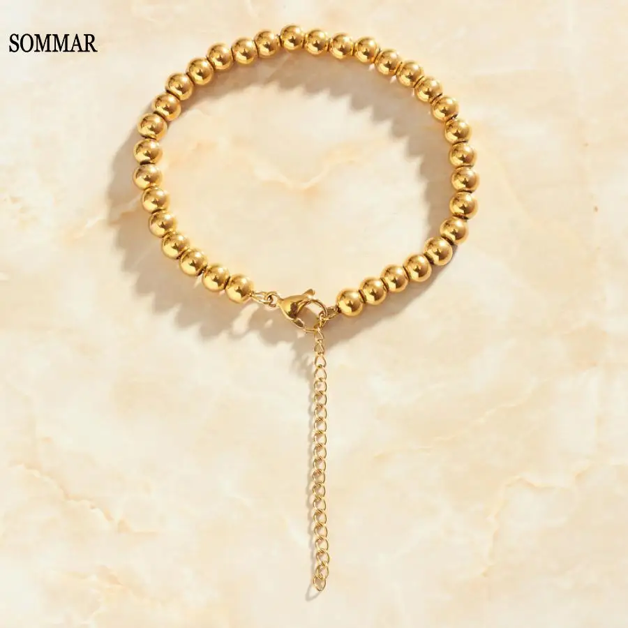 SOMMAR плавучие шармы 18KGP Позолоченные 6 мм 19 5 + см браслеты Переводные бусины дружбы