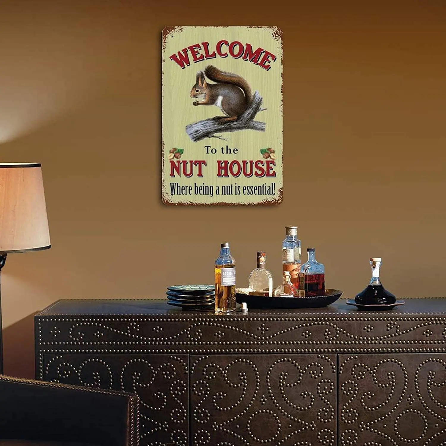 

Welcome To The Nut House for Crazy Tin Sign Funny Wall Decor Retro Metal Sign Party Home Office Bar Cafe Decor 12 X 8 In