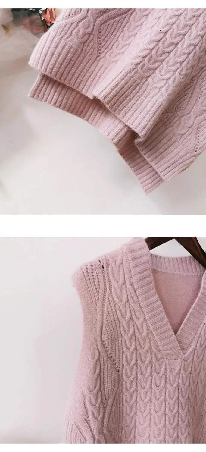 Женский вязаный свитер с v-образным вырезом жилет осень-зима наряд твист толстое