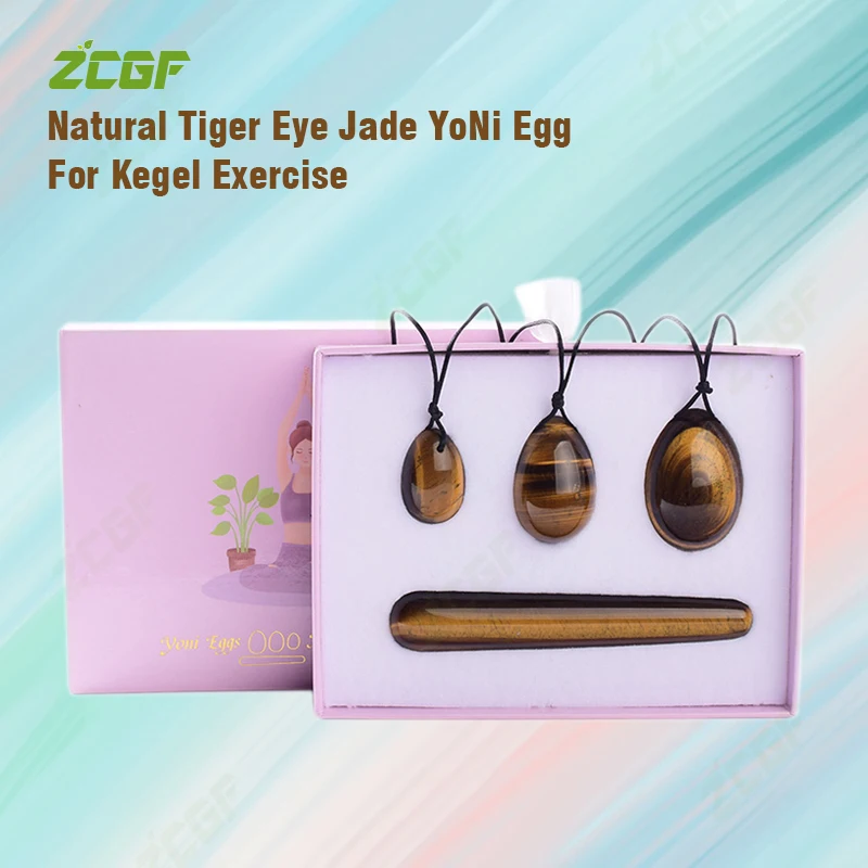 

Natural Tiger Eye YoNi Egg And Wand Women Pelvic Floor Muscle Kegel Exercise Egg Tightening Vaginal Muscles Ben Wa Ball Massager