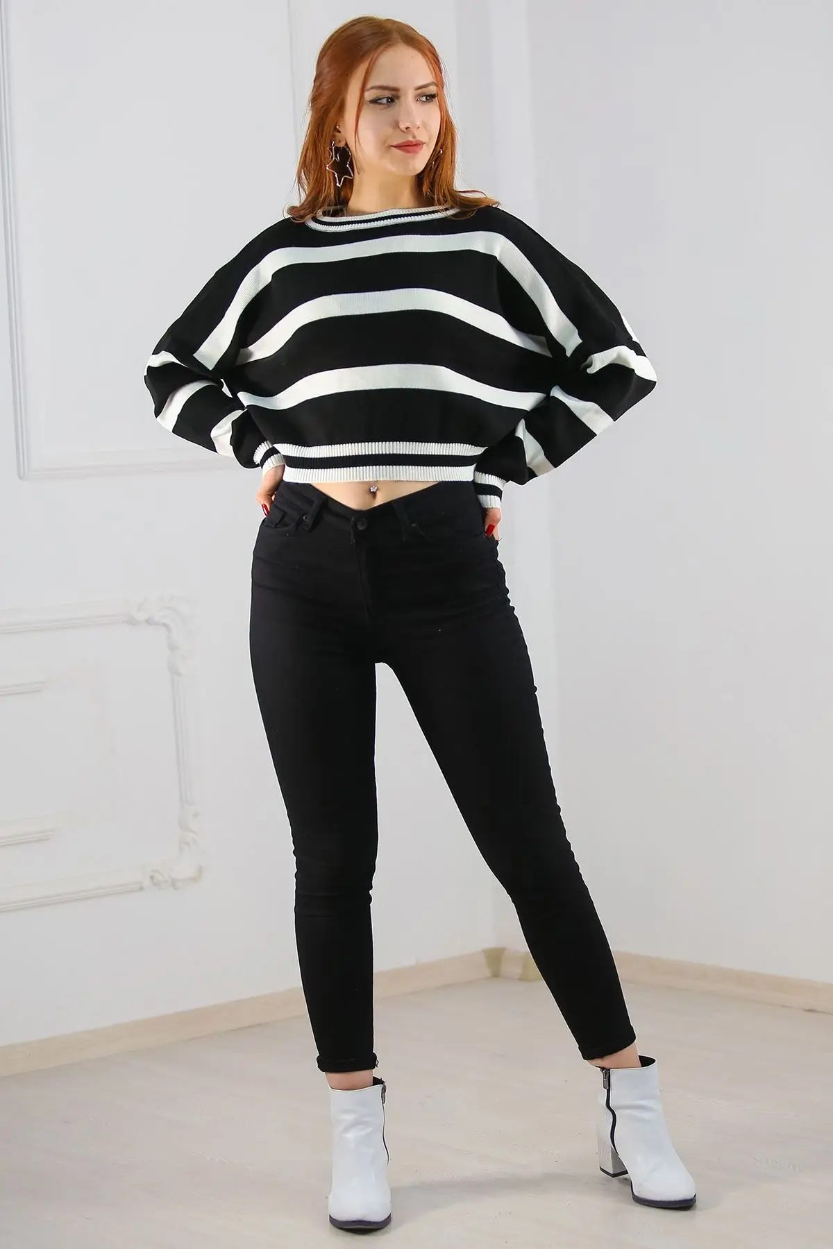 

Striped Temporary Shed Knitwear Sweater Black