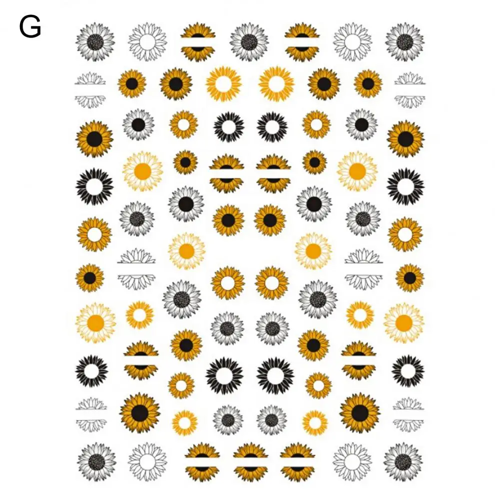 

30% Hot Sale Nail Sticker Sunflower Shape 3D Effect Ultra Thin Blossom Floral Nail Art Water Decals for Female