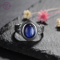 925 sterling silver ring vintage natural oval kyanite ring for women elegant ring jewelry fashion luxury finger ring gift