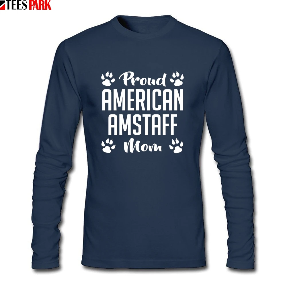 Мужская с круглым вырезом гордимся американским Amstaff футболки для мам Веселая
