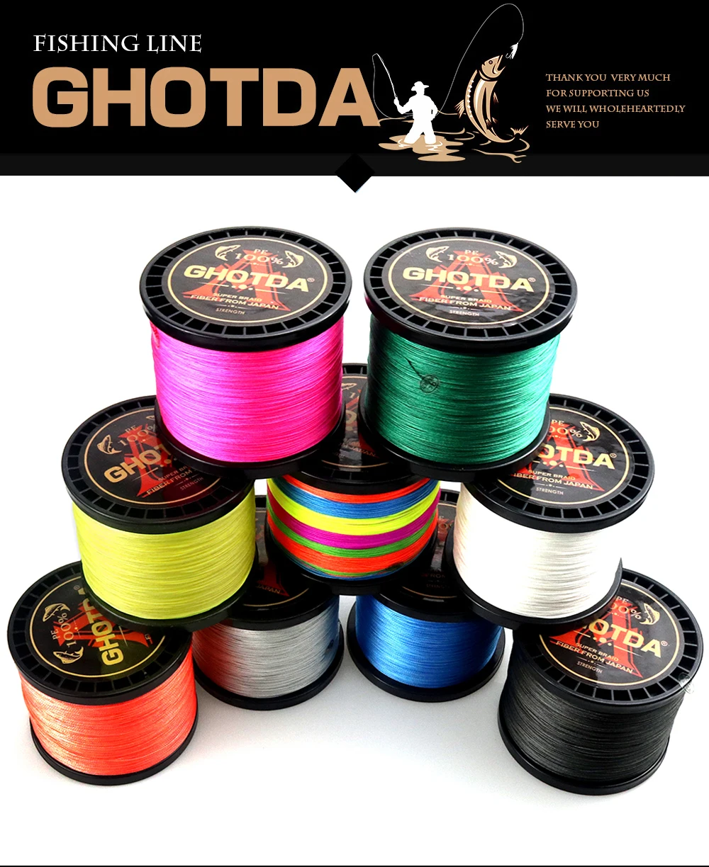 GHOTDA 100 м 4 нити мультифиламентные ПЭ плетеные лески для ловли карпа супер сильная японская леска 9 цветов на выбор
