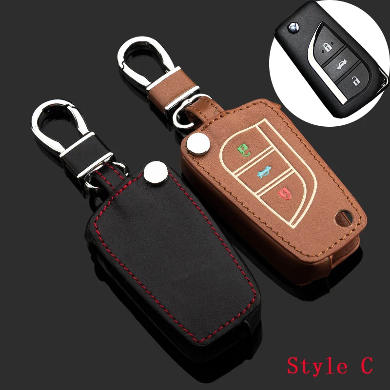 2/3 кнопочный чехол для автомобильного ключа светящийся кожаный держатель кольцо