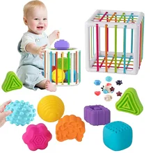 Baby Shape Sorting Toy Motor Skill Tactile Touch Toy Color Cognition Sensory Bin Soft Cube Montessori Educational Toys For Kids