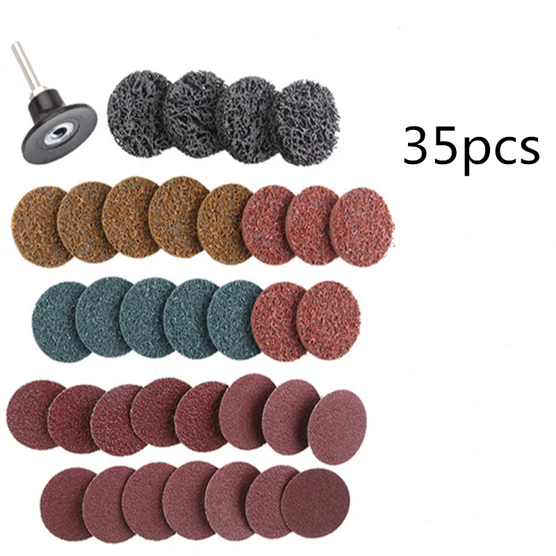 

35pcs 2 Inch 50mm Sanding Discs Pad Roloc Sanding Discs Roll Lock Surface Polishing Sandpaper Quick Change Disc for Rotary Tool