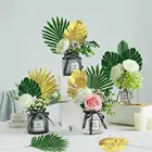 Искусственные тропические листья пальмы Monstera Kwai, домашнее украшение для Гавайских деревьев, джунглей, пляжных праздвечерние чных столов, 5 шт.