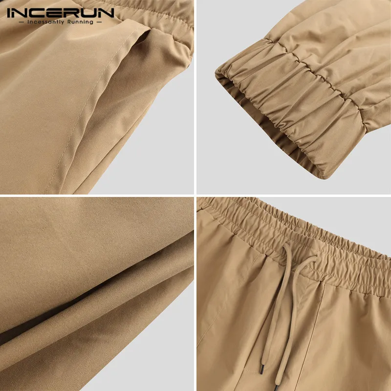INCERUN 2020 мужские брюки карго с эластичным поясом и карманами корейские Простые