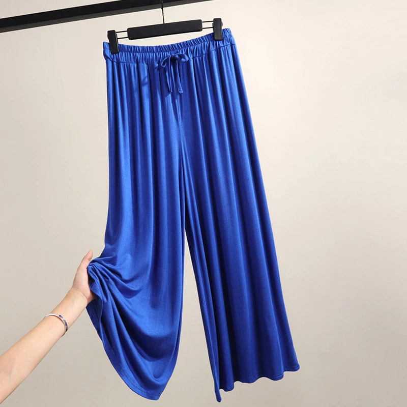 Летние Модальные широкие брюки для женщин модные повседневные размера плюс XL