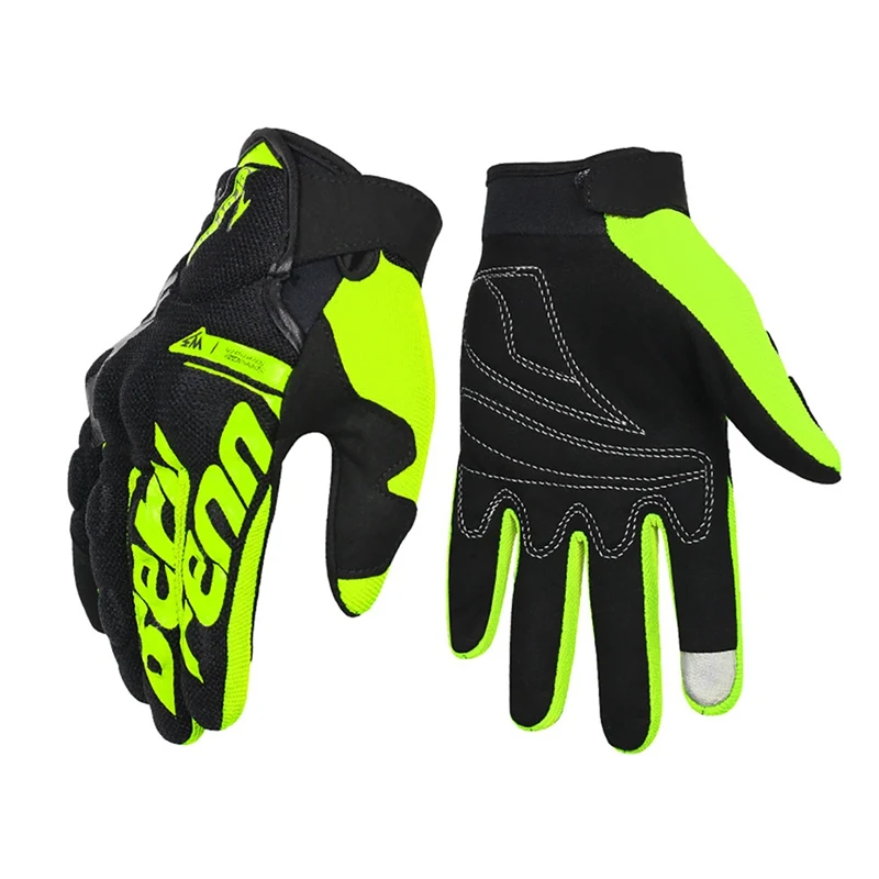 Зеленый Новые летние мужские мотоциклетные перчатки Guantes Moto мотоцикл мотопробег, Гонки перчатки Мотоцикл Дышащие полный палец перчатки - Цвет: Зеленый