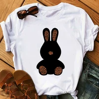 leopard bunny tshirt women clothes 2021 cute rabbit t shirt femme harajuku kawaii t shirt female summer short sleeve tshirt