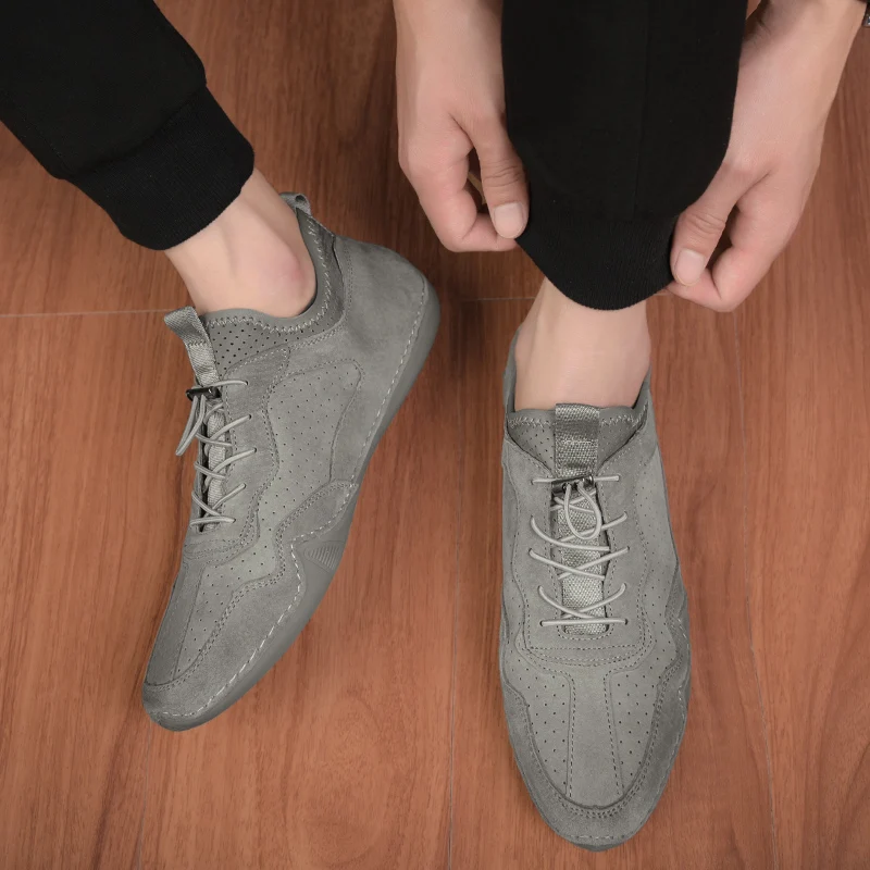 Мужская повседневная обувь Уличная модная мужская Мужские лоферы из натуральной