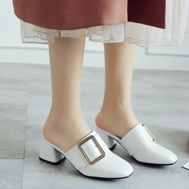 Женские шлепанцы ZawsThia летние из искусственной кожи на квадратном каблуке без