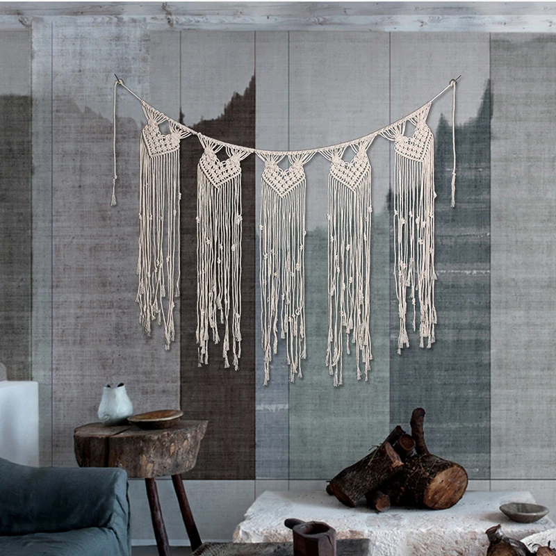 DIY Boho деревенская Свадьба макраме шторы фотообои ручной работы хлопок Лето для