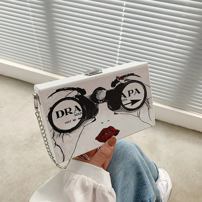 Funny Small Bag Female Bag 2021 New Graffiti Personality Mobile Phone Fashion All-Match Casual One-Shoulder Chain Messenger Bag