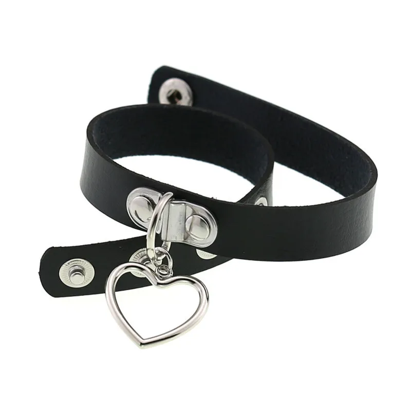 

2021 Fashion Black Leather Heart Choker Neck Goth Collar For Girls Jewelry Gothic Cute Chocker Necklace Accessories Jewelry