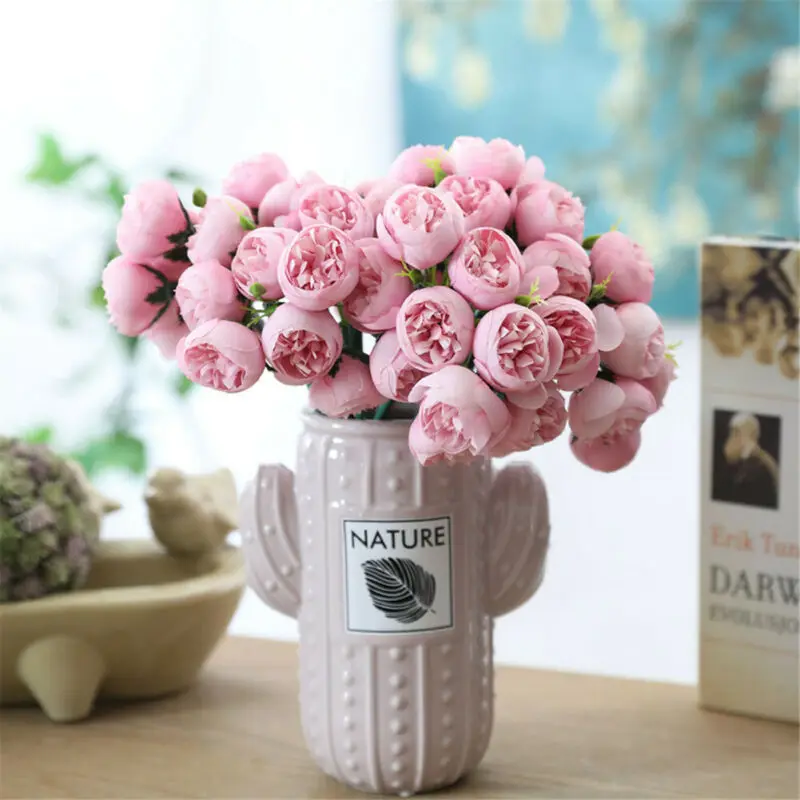 27-Head Rustic Tea Rose Artificial Silk Flower Bouquet Home Hotel Table Decoration Fake for Wedding | Дом и сад