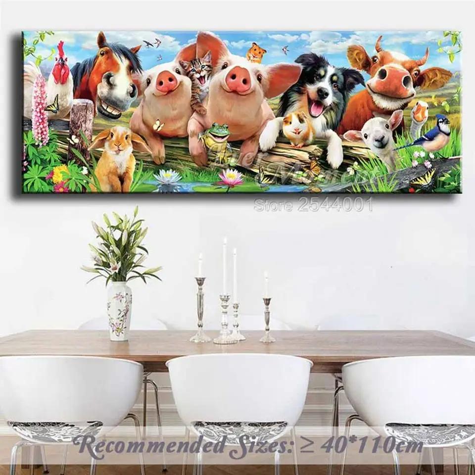 Ever Moment DIY Алмазная вышивка крестиком животное селфи Алмазная мозаика 5D Happy Anmial семейная длинная картина ASF1042