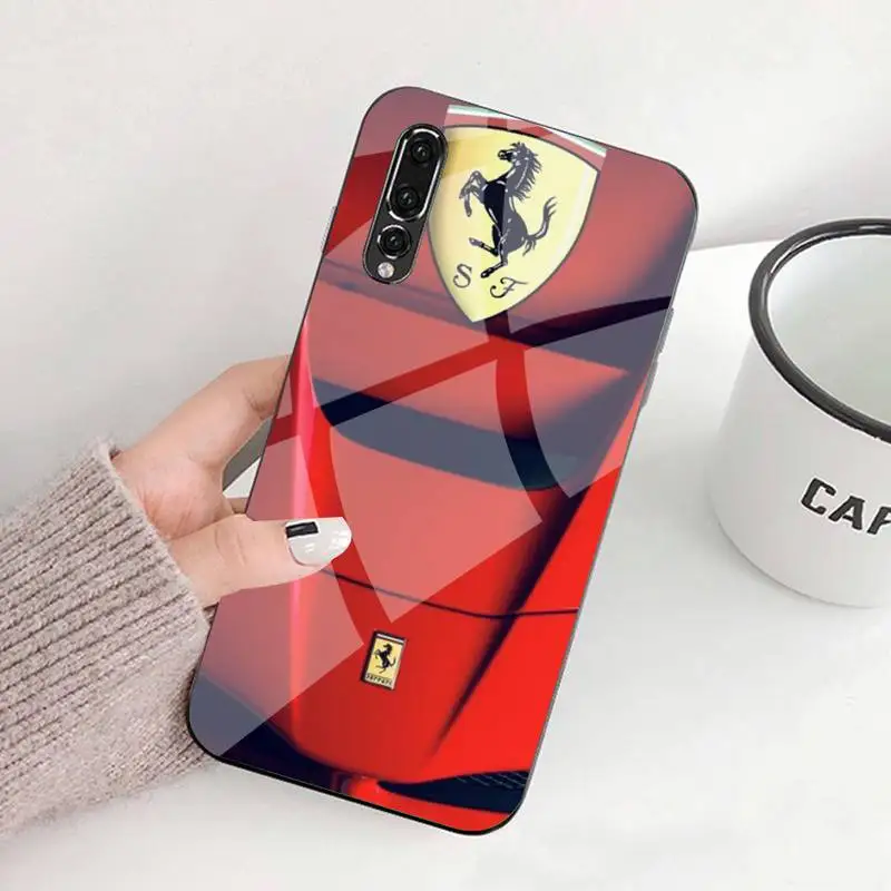 

Luxury Car Ferrari Phone Case Tempered Glass For Huawei P9 10 Plus 20 Pro Mate9 10 20 20pro Honor7A 8X 9 10 Nova3i 5