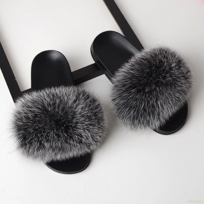 

2020 Women's Furry Slippers Ladies Cute Plush Fox Hair Fluffy Slippers Women's Fur Slippers Winter Warm Slippers for Women Hot