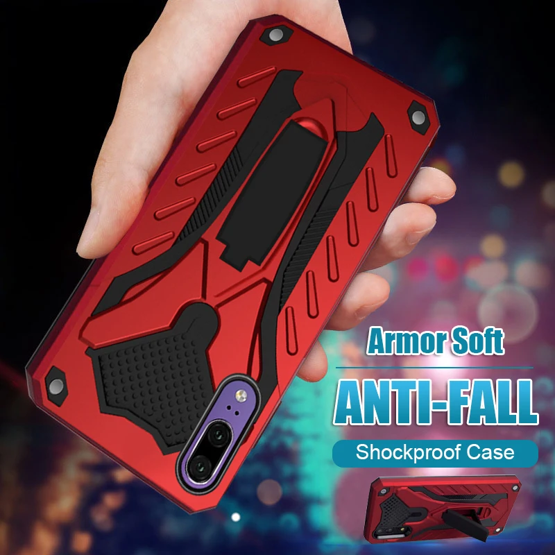 Роскошный бронированная подставка держатель чехол для huawei P20 P30 mate 20 Lite мягкий Pro