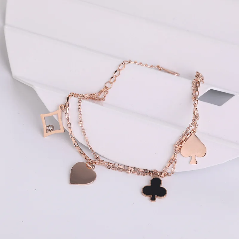 Двойная Цепочка пика сердце титановая сталь Женская универсальная цепочка до