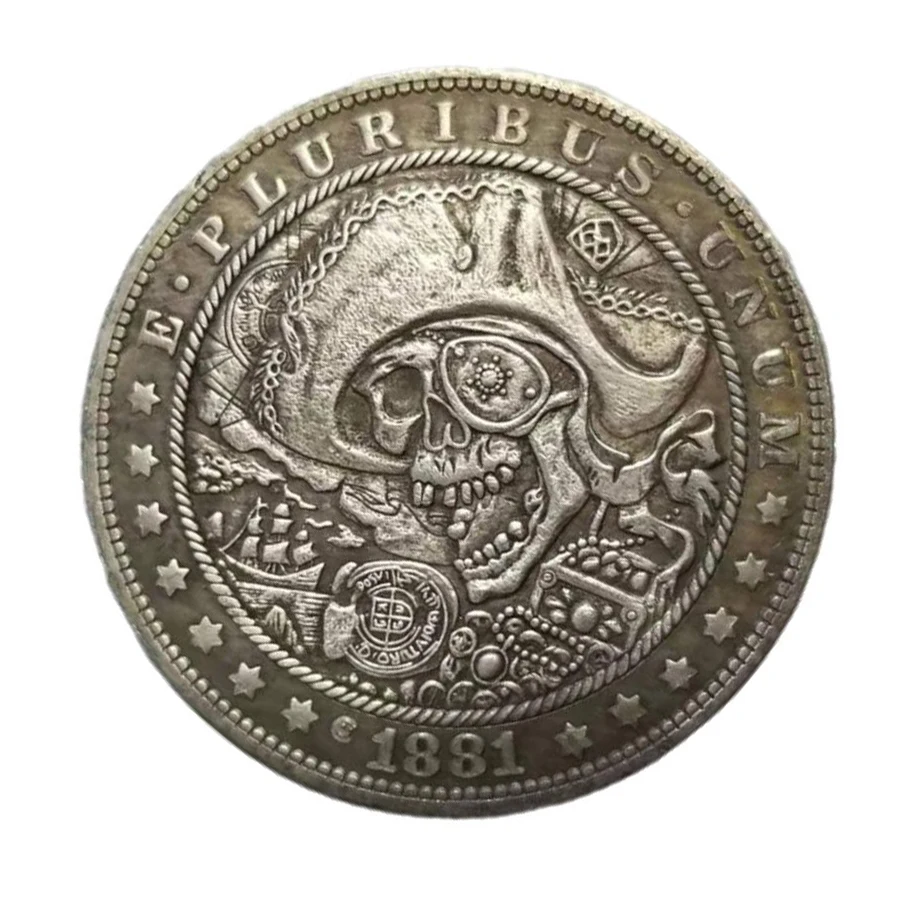 

US 1881 Hobo набор памятных монет пиратский череп, экономное украшение для рабочего стола, подарок
