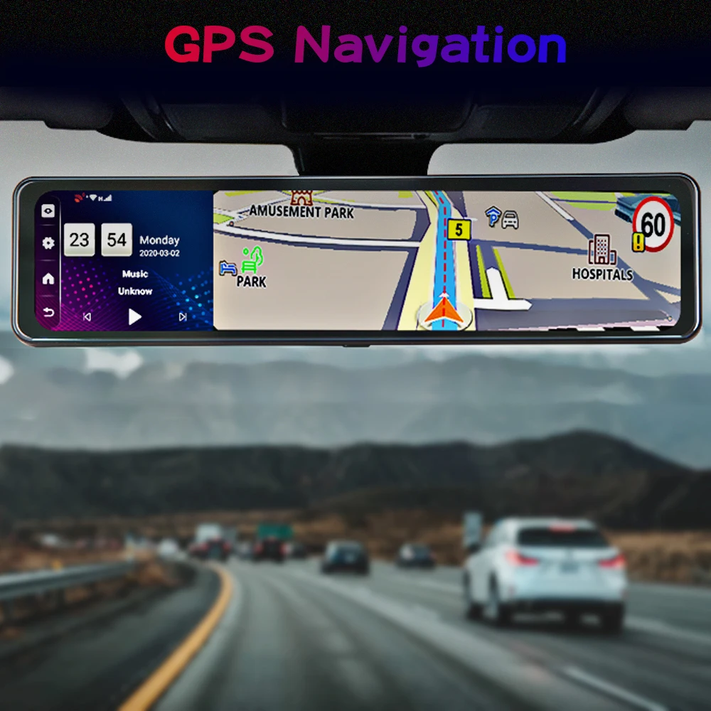 $116.35 Bluavido 12 Inch Car Mirror Android 8.1 DVR Dash Camera 1080P Dual Lens WiFi GPS Navigation ADAS Remote Auto Video Surveillance