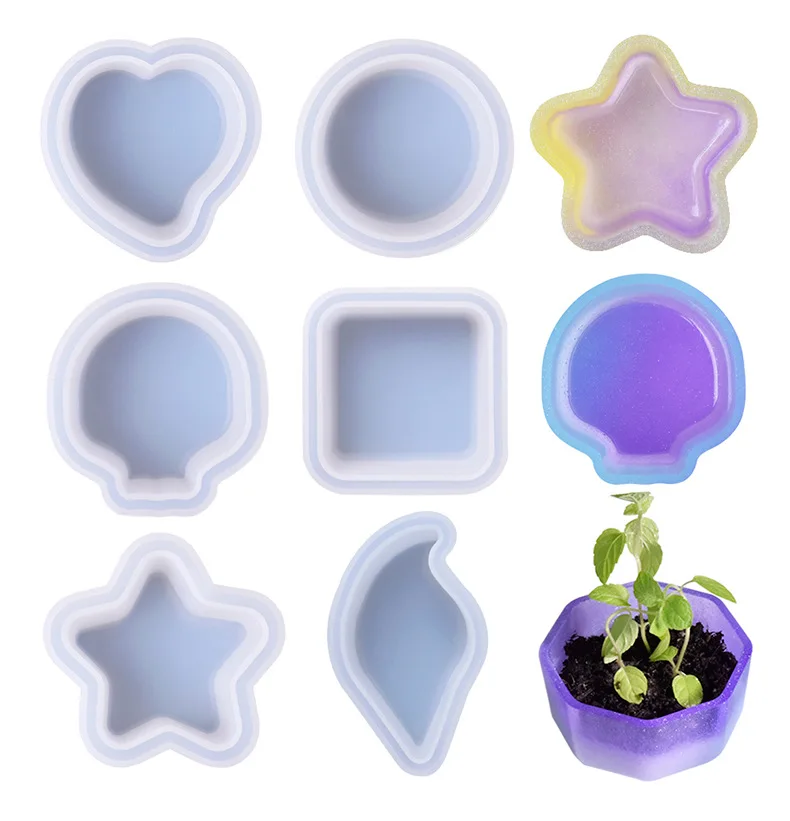 

3D DIY Plant Pot Molds Silicone Succulent Flower Pot Concrete Cement Clay Mold Candle Soap Handmade Making Mould