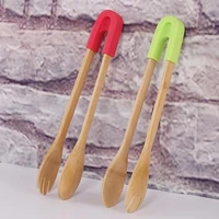 new kitchen silicone bamboo tongs bbq grilling clip clamp tong salad bread tongs eco friendly cooking utensils kitchen gadgets