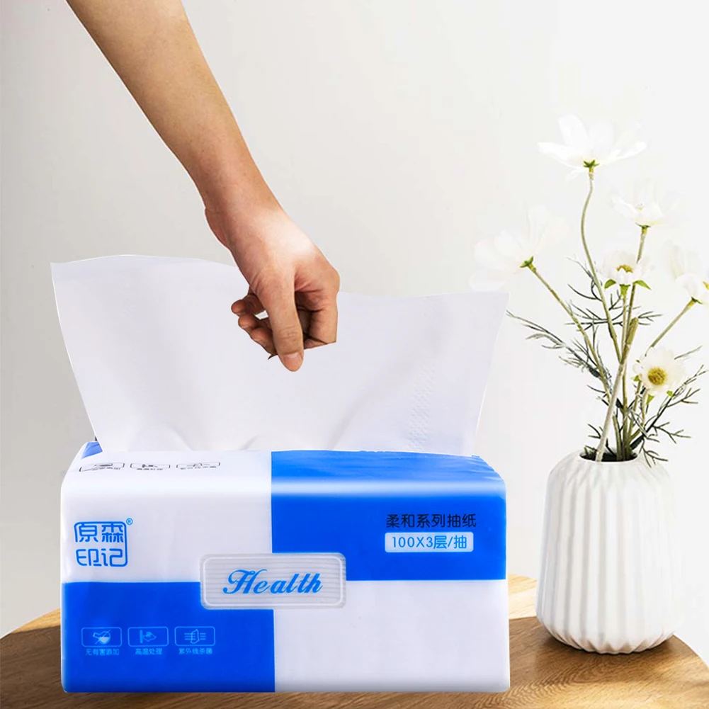

10packs Napkin Paper 3 Ply Pumping Wood Pulp Restaurant Disposable Bathroom 300 Sheets Household Skin Friendly Facial Tissues