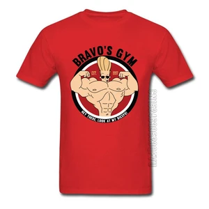 Мужская футболка для фитнеса с изображением Джонни Браво, Красная футболка для бодибилдинга, с изображением героев мультфильмов