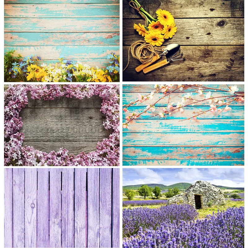 

SHENGYONGBAO Vinyl Custom Photography Backdrops Flower and Wood planks Theme Photo Studio Background 20212FL- 01
