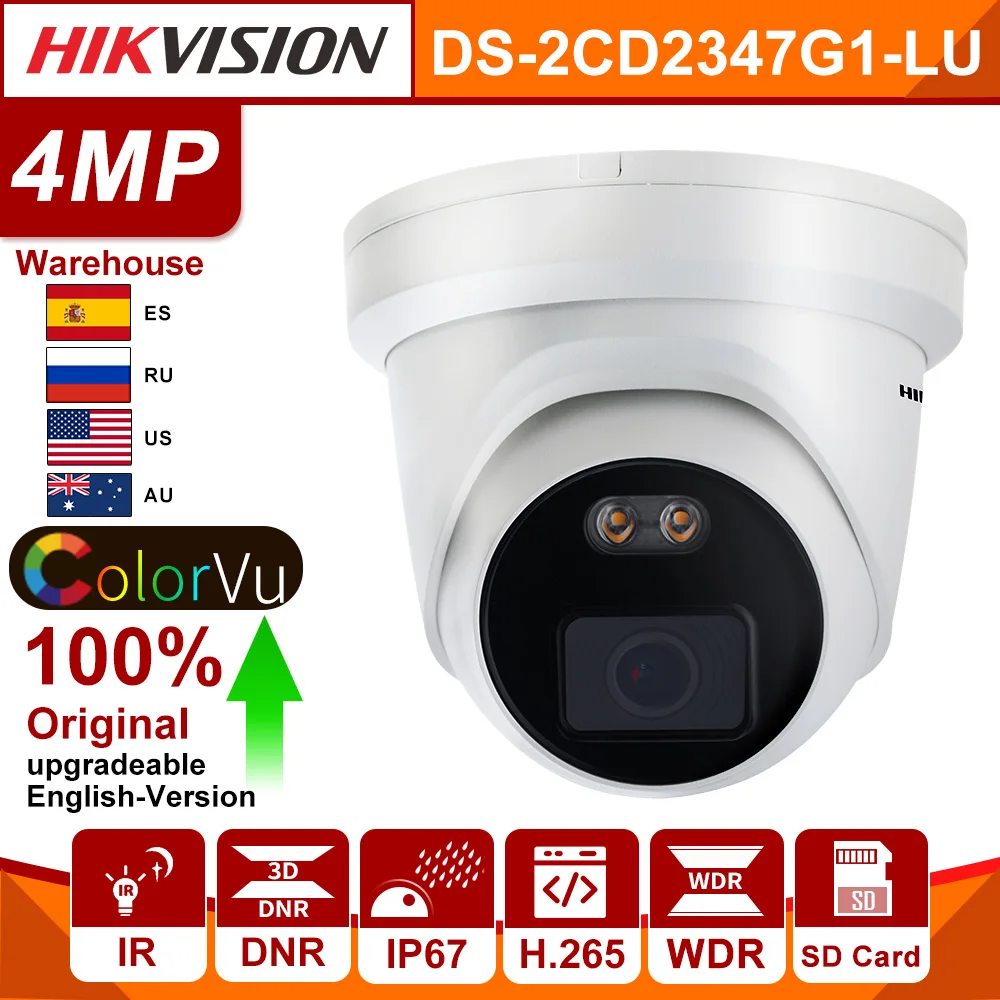 

Hikvision 4MP IP Camera ColorVu Original DS-2CD2347G1-LU IP POE Camera H.265 SD Card Built-in Mic AcuSense DS-2CD2347G2-LU