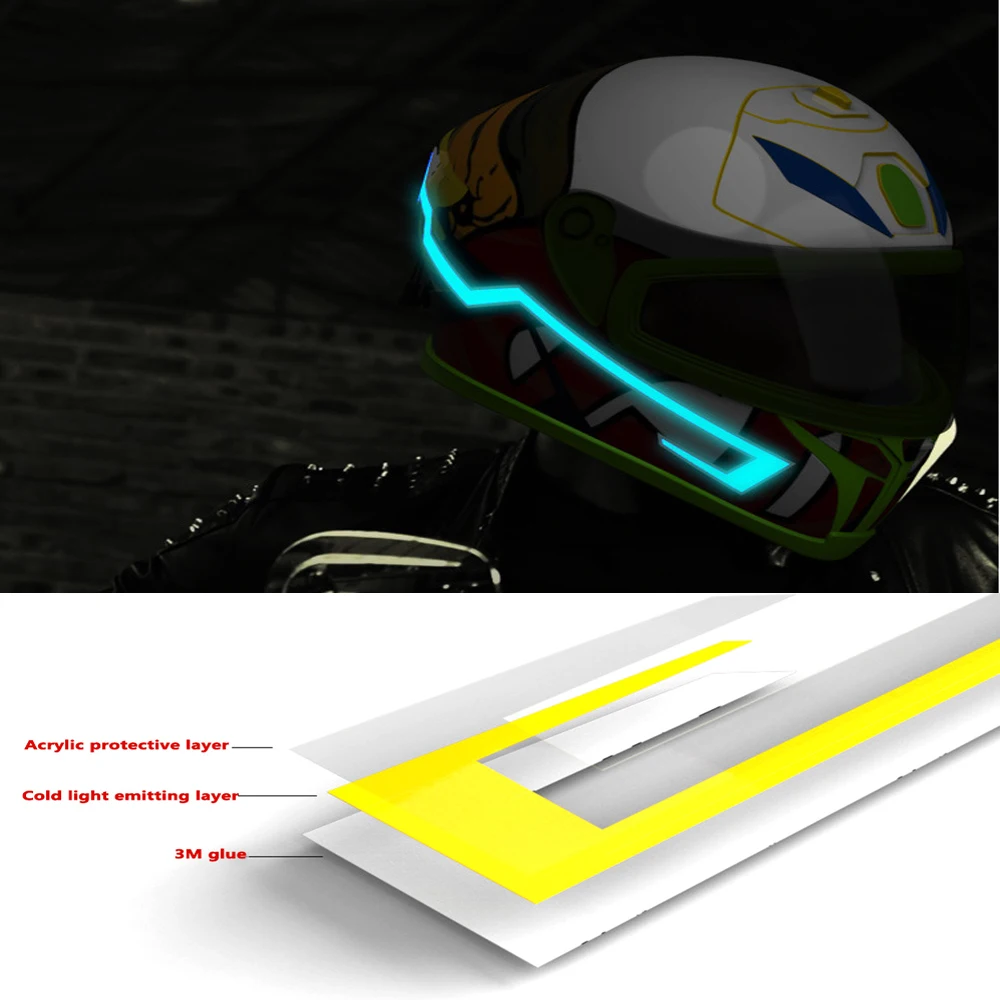 Новое поступление мотоциклетный шлем EL холодный свет световая полоса ночной