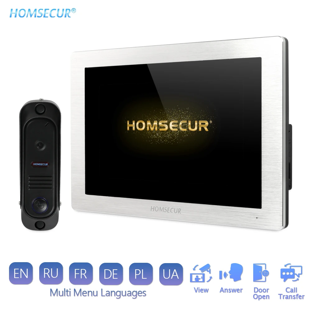 

Видеодомофон HOMSECUR проводной, 7 дюймов, с сенсорным экраном, датчиком движения и Черной Камерой 1,3 МП