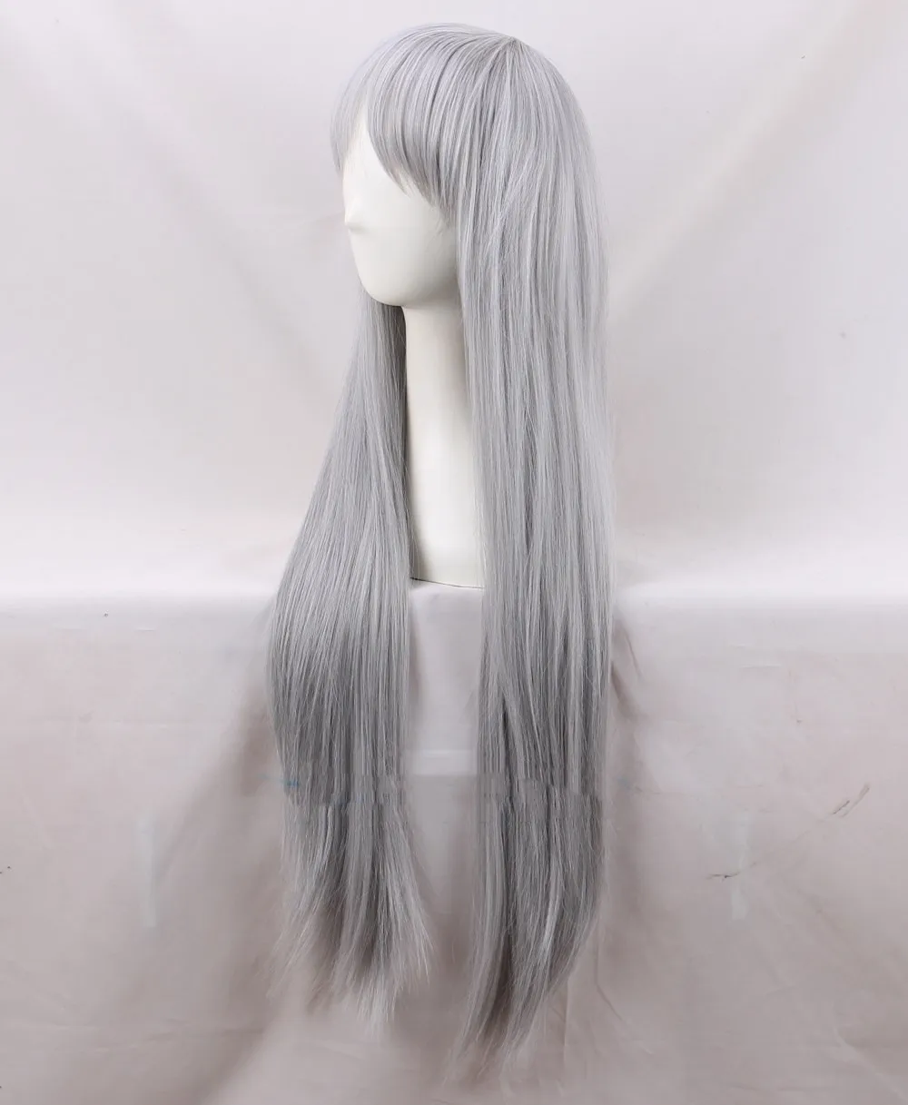 Прямой длинный серебристо серый парик для косплея из японского аниме S Kanzaki