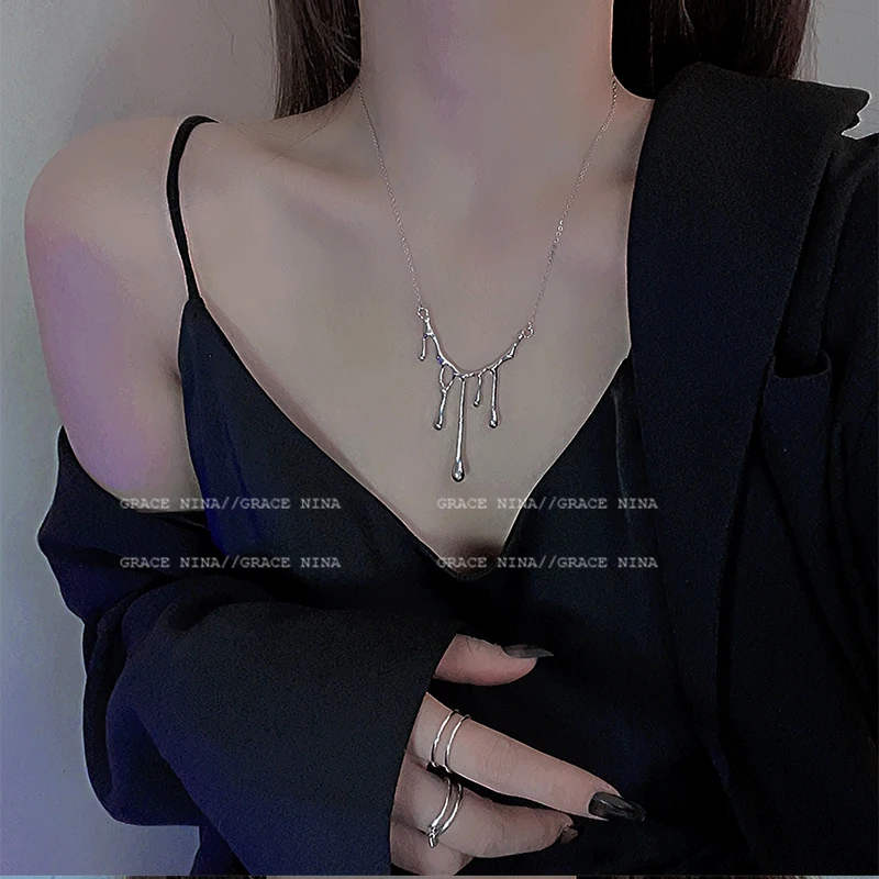 Корейская жидкая ожерелье Лава ювелирные изделия Роскошная эффектная Оригинальная дизайнерская цепочка до ключиц цепочка-чокер модная эл...