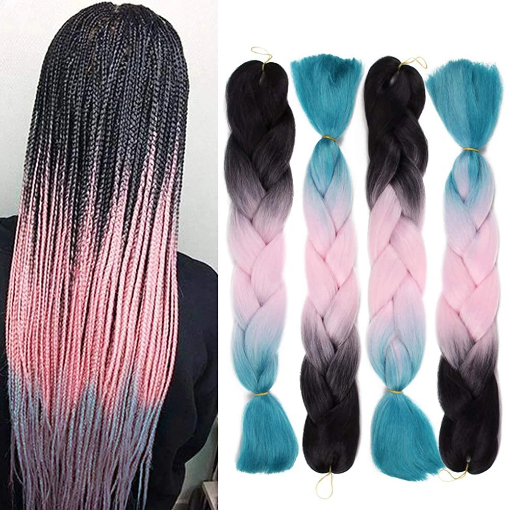 

Afro Ombre Braiding Hair Synthetic Hair Extension for Braids 24 inches 100g/Pack Jumbo Braid Hair Products Factory Wholesale