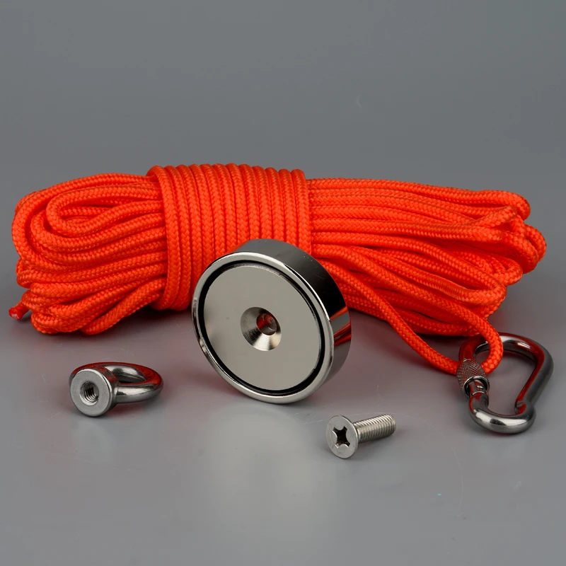 200 кг сильный Неодимовый Постоянный магнит N52 Круглый Мощный рыболовный с 15 м