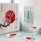 Занавеска для душа, с рисунком дерева для туши, в традиционном японском стиле, с цветами сакуры