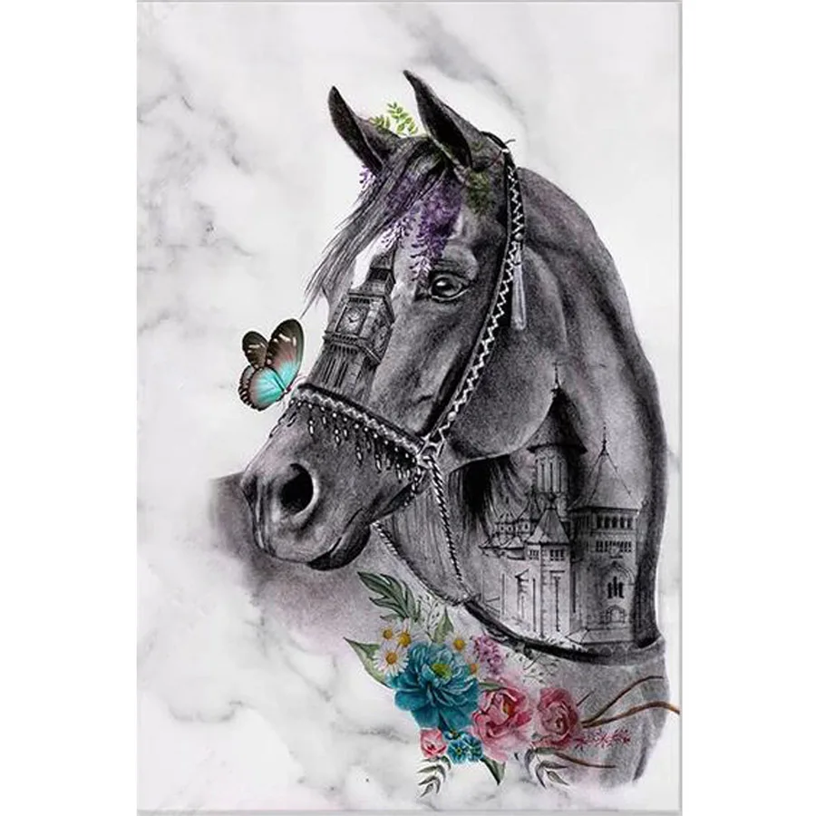 

Diamond Painting Horse city Picture Mosaic Full Square round Drill Cross Stitch Diamond Embroidery mosaic Rhinestone Handmade